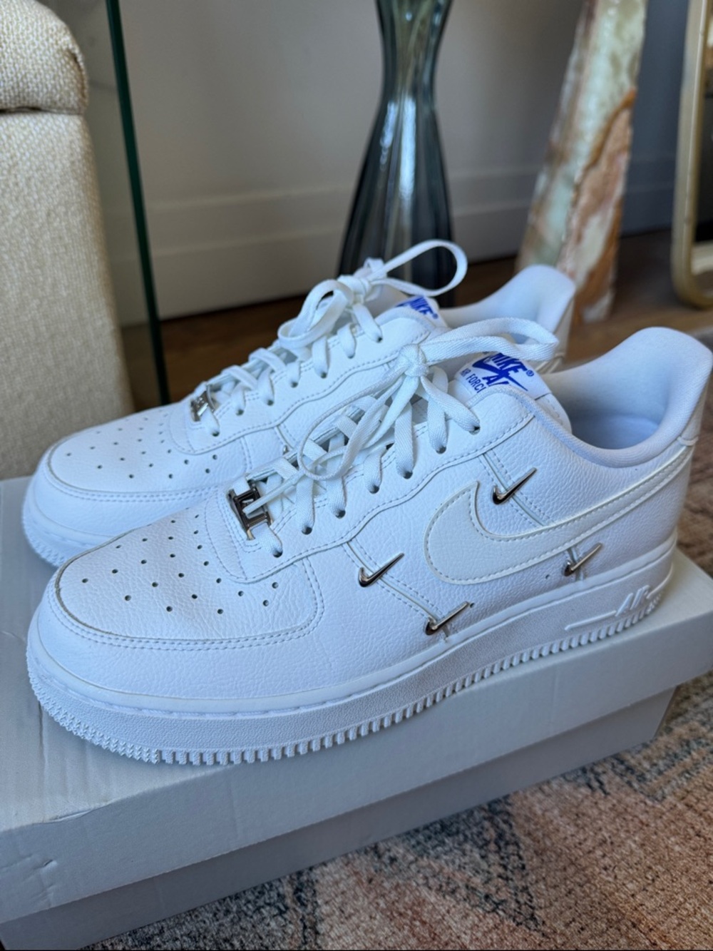 Nike White Air Force 1 ‘07 LX Sisterhood with Silver Mini Swoosh Hardware